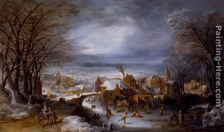 A Winter Landscape With The Flight Into Egypt painting - Joos De Momper A Winter Landscape With The Flight Into Egypt art painting